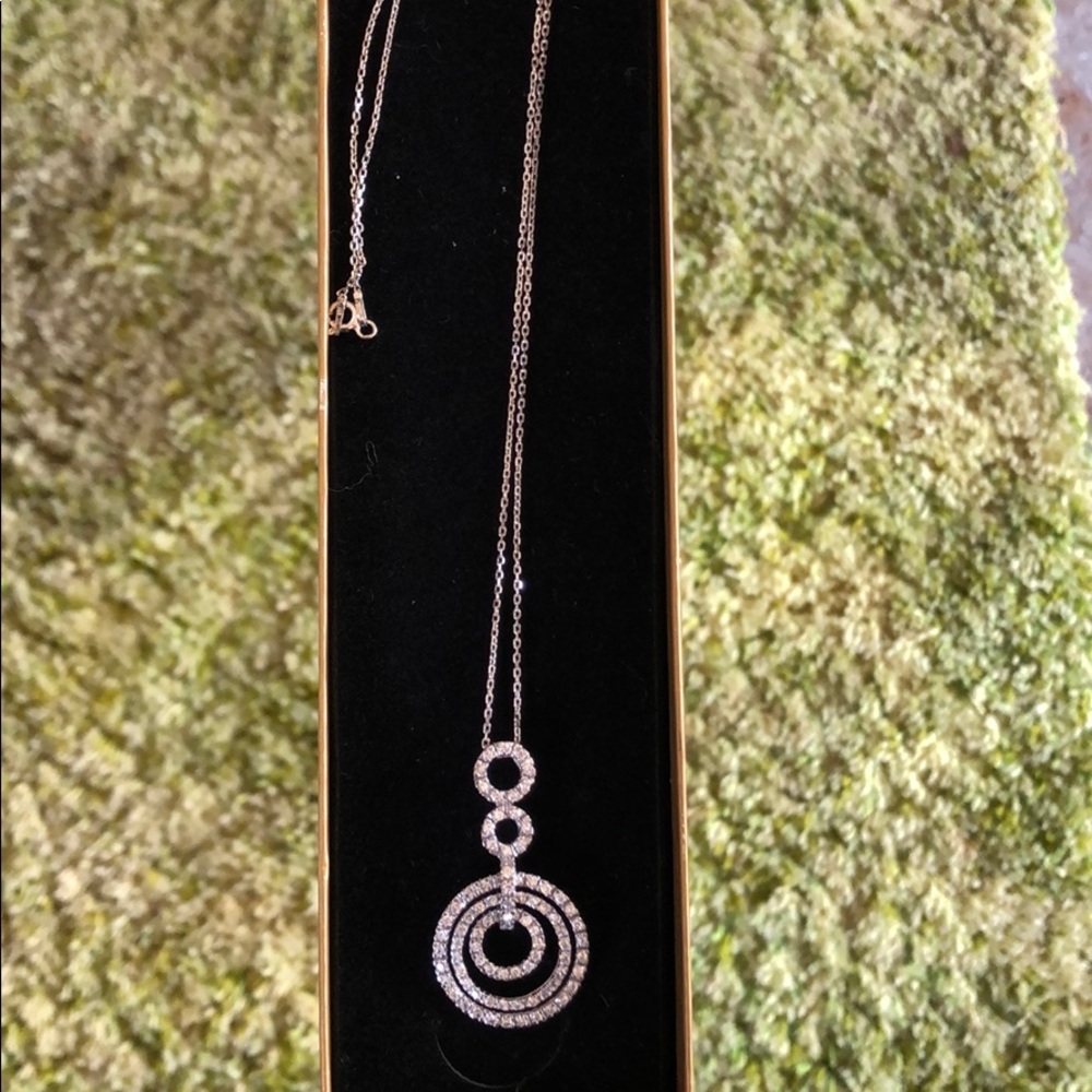 925silver necklace & diamond ring pendant cz NWOT